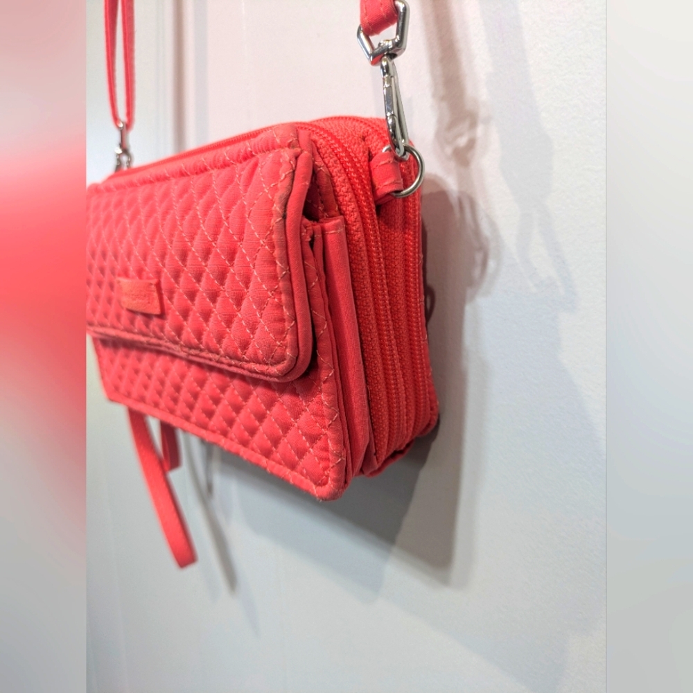 Vera Bradley RFID All In‎ One Crossbody Wallet In Bright Coral - Picture 4 of 10